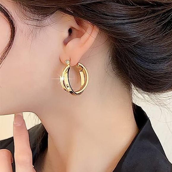 ★NEW ★ Anthro Double Hoops Earrings★ - Picture 2 of 5